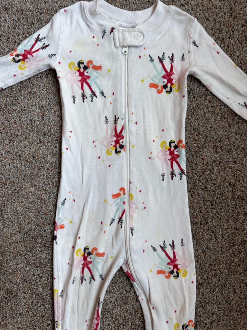 Hanna Andersson White Footie Pajamas with Pink Red Yellow Fairy Print